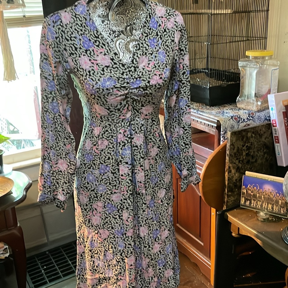 LOFT Black and White Floral Dress